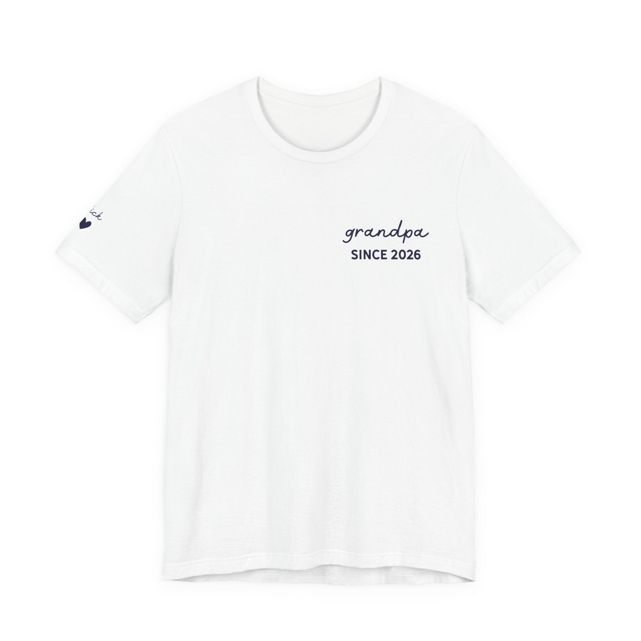 T-Shirt Grandpa Since Date Printed on Heart and Grandchildren’s First Names on Sleeve