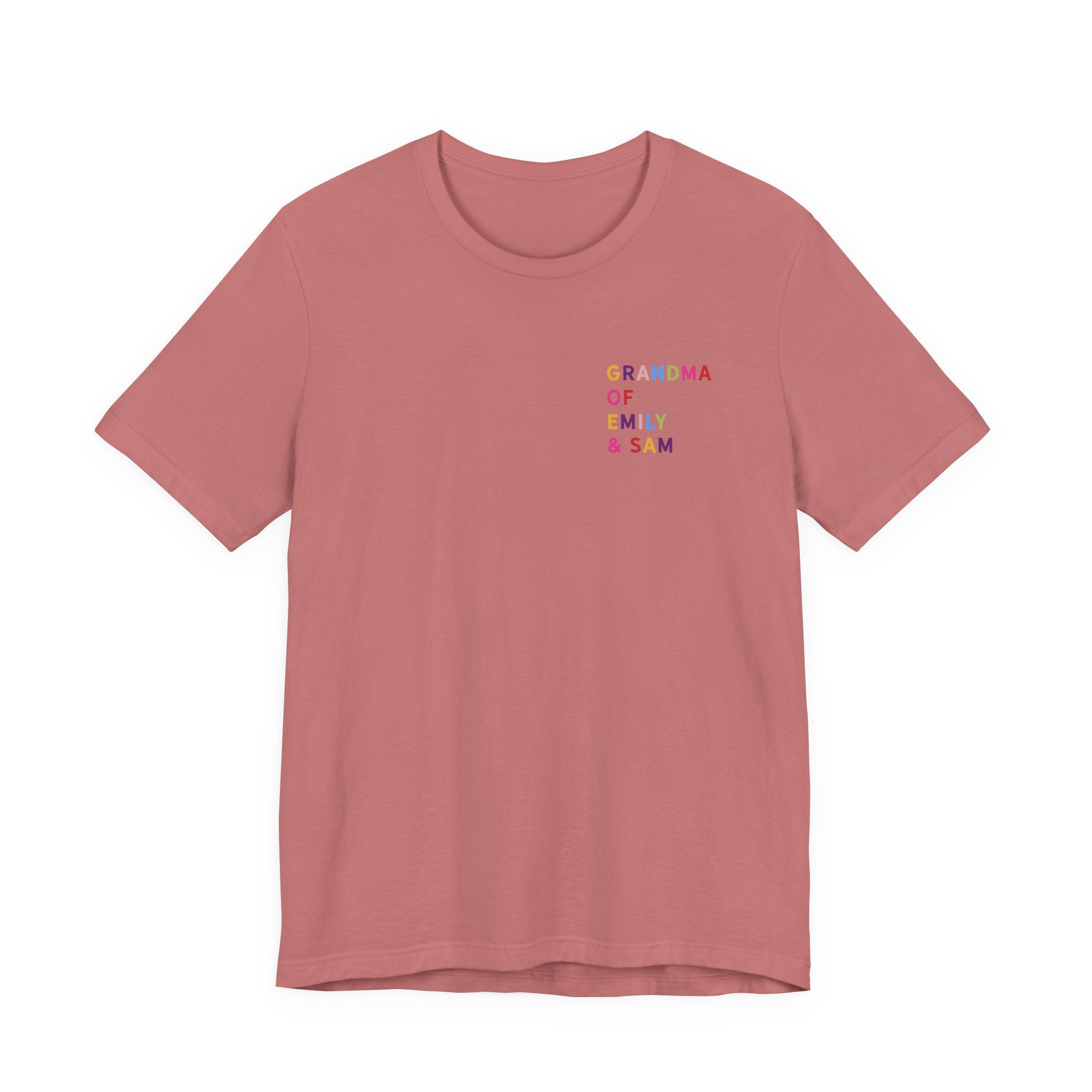 Grandma Shirt with Multicolored Grandchildren's Names
