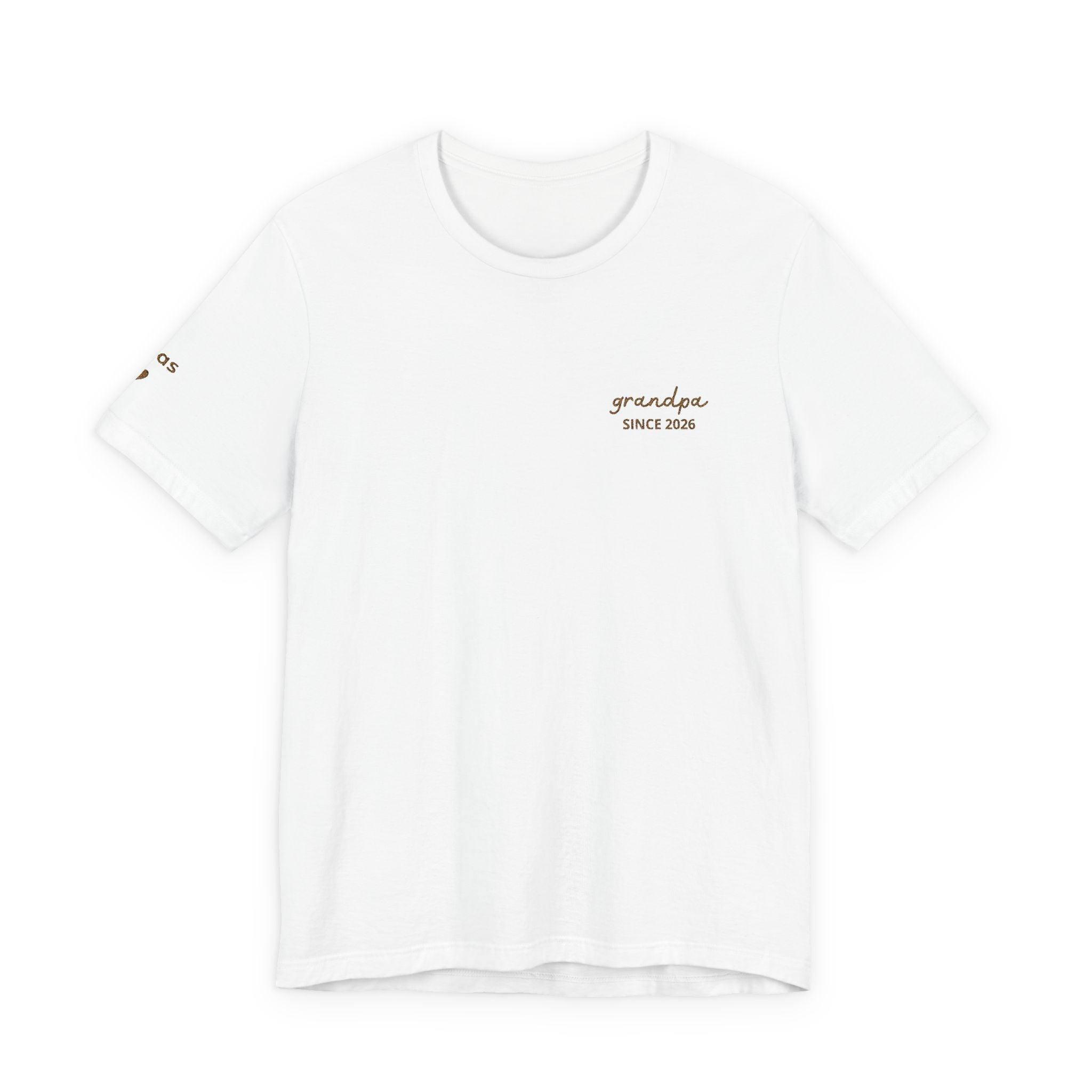 T-Shirt Grandpa Since Date Embroidered on Heart and Grandchildren’s First Names on Sleeve