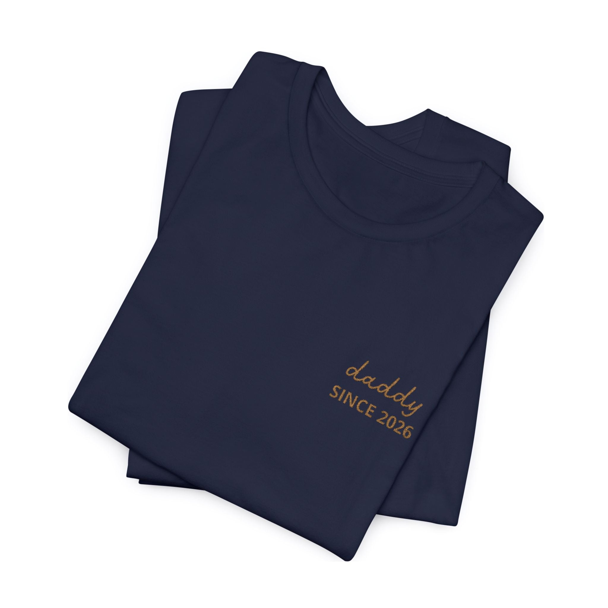 T-shirt Dad since date embroidered on heart and first names on sleeve