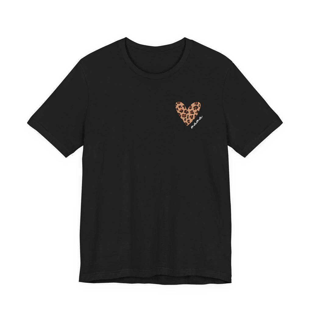 Leopard Heart Grandma T-Shirt with Personalized Name