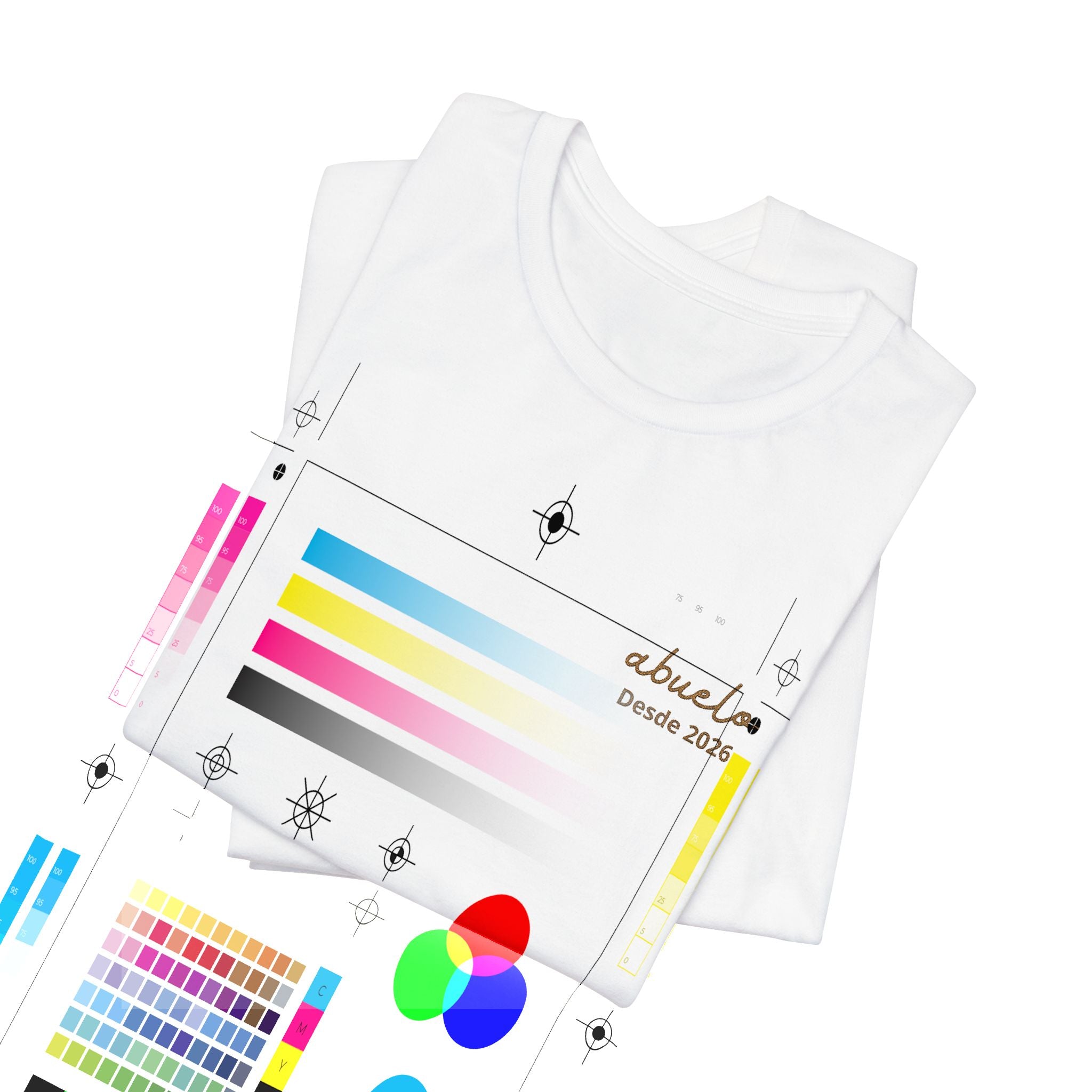 Camiseta bordada para abuelo con fecha "Abuelo desde" y nombres de los nietos en la manga
