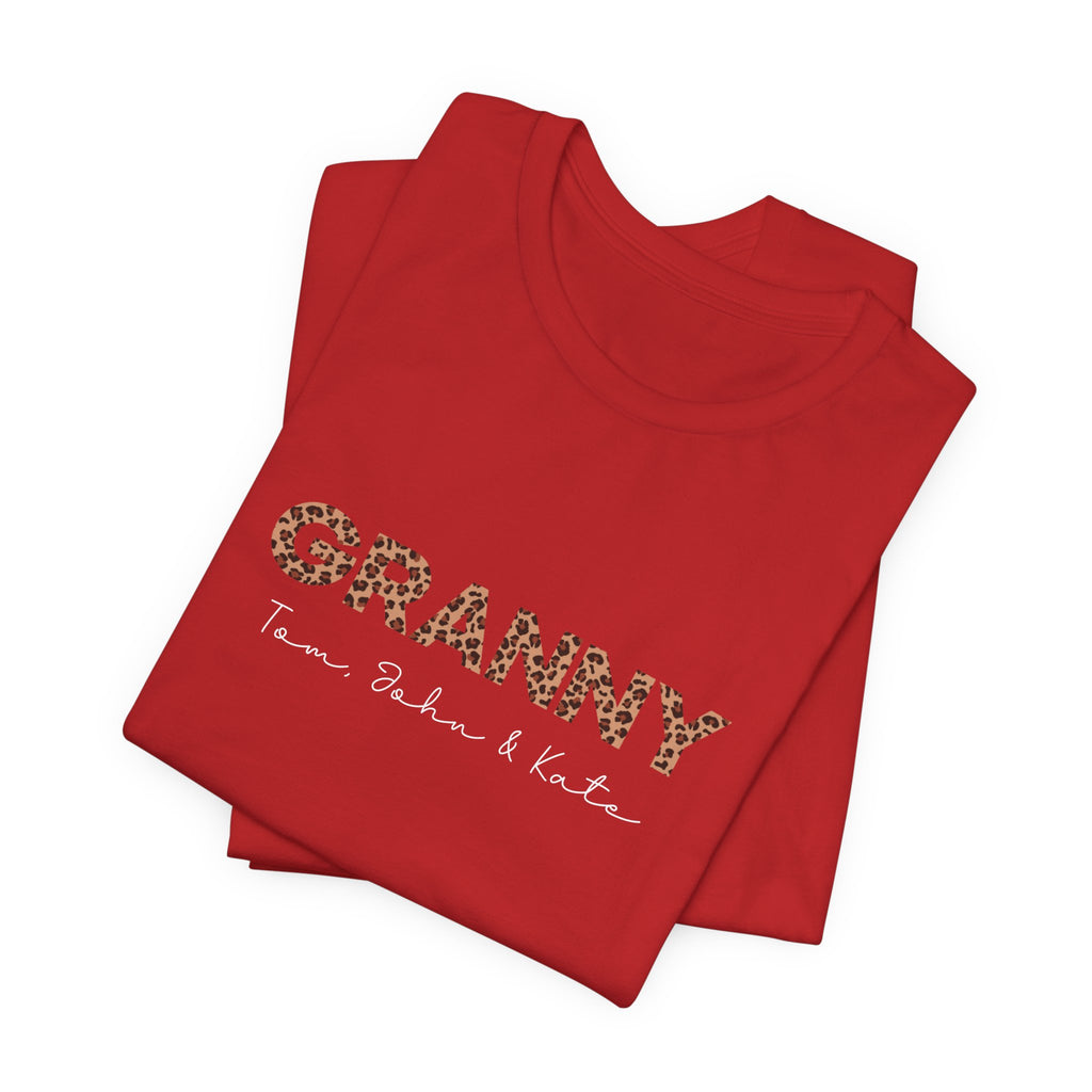 Leopard Granny T-Shirt with Personalized Names