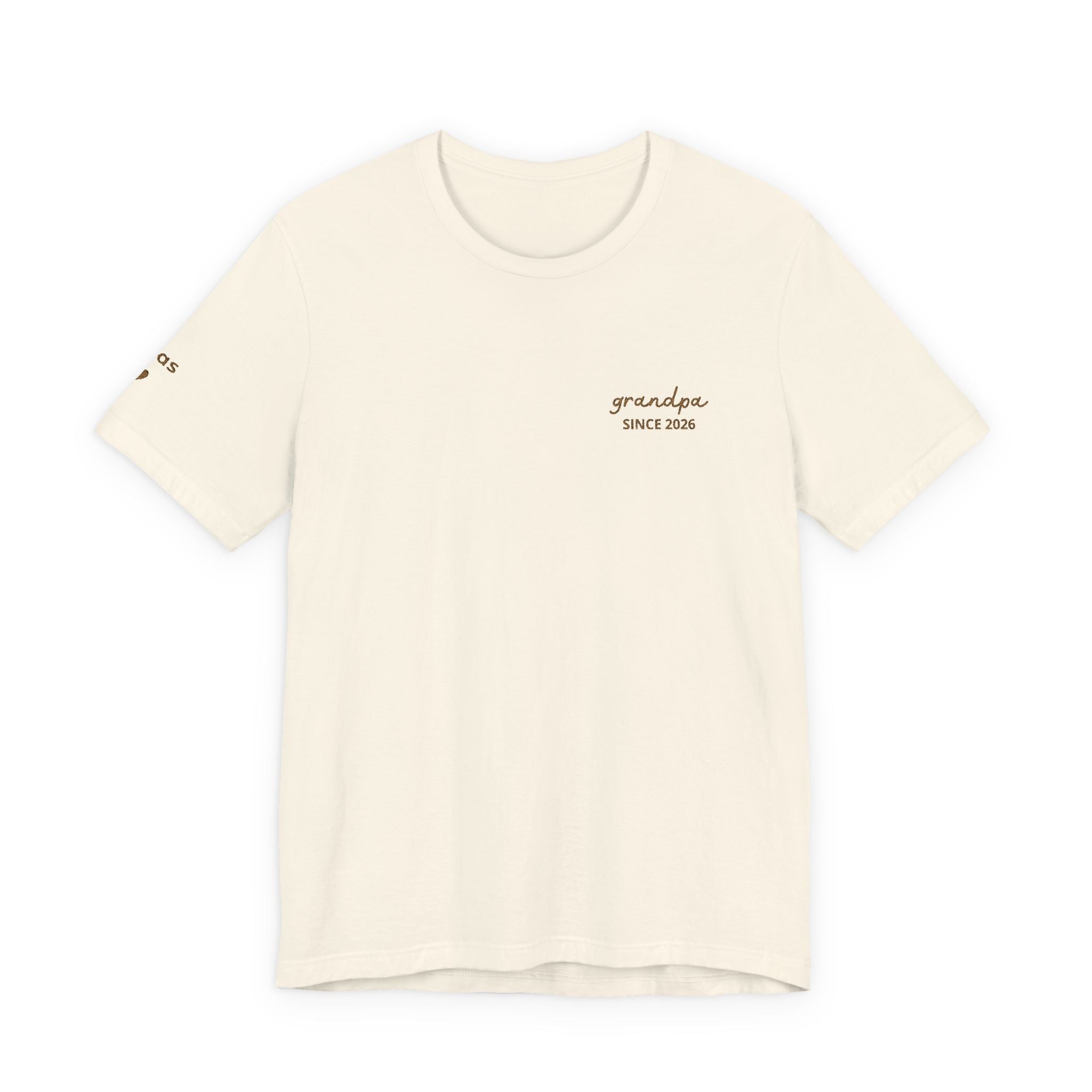 T-Shirt Grandpa Since Date Embroidered on Heart and Grandchildren’s First Names on Sleeve
