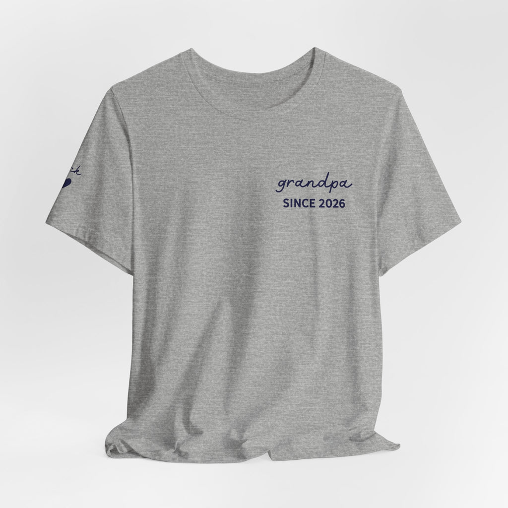 T-Shirt Grandpa Since Date Printed on Heart and Grandchildren’s First Names on Sleeve
