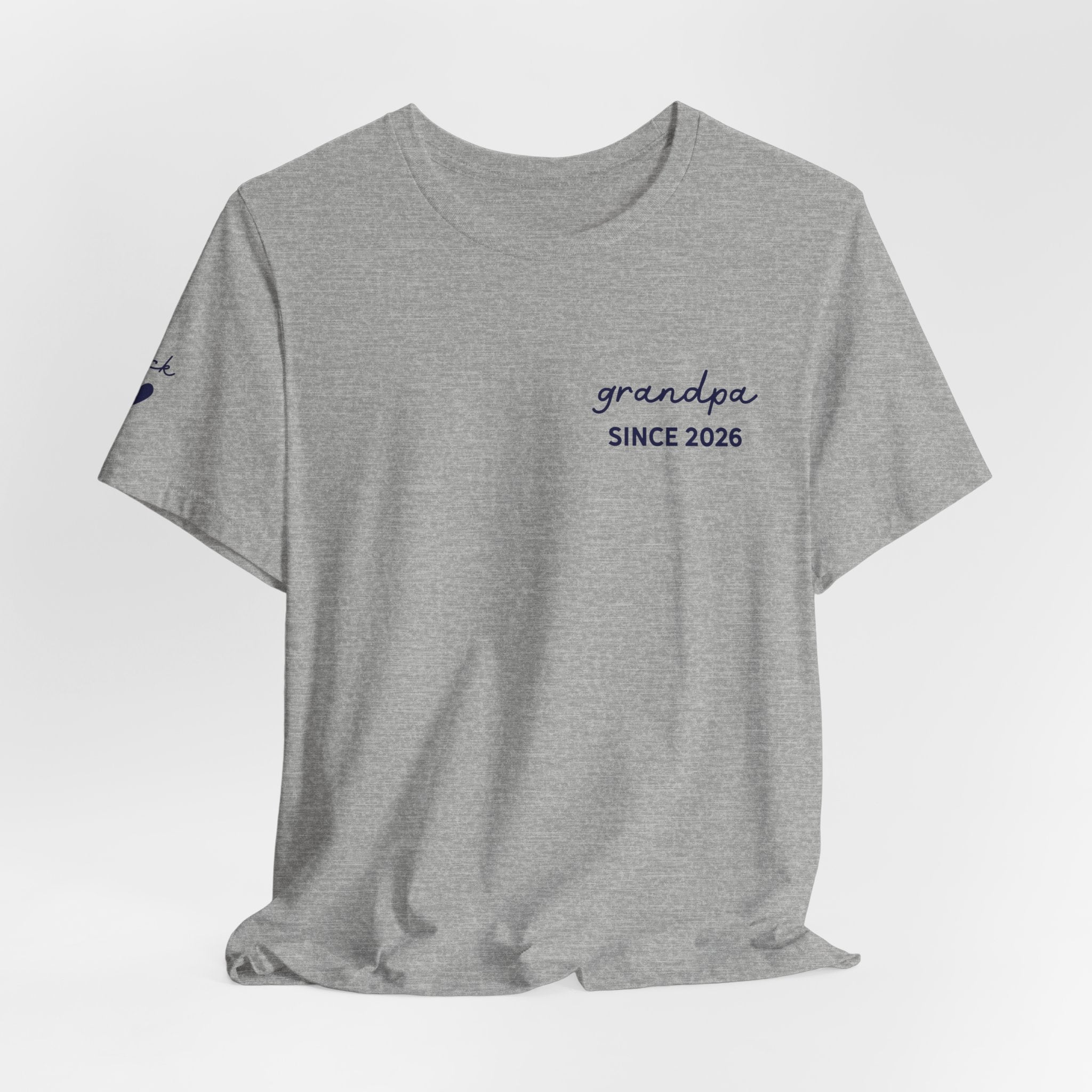 T-Shirt Grandpa Since Date Printed on Heart and Grandchildren’s First Names on Sleeve
