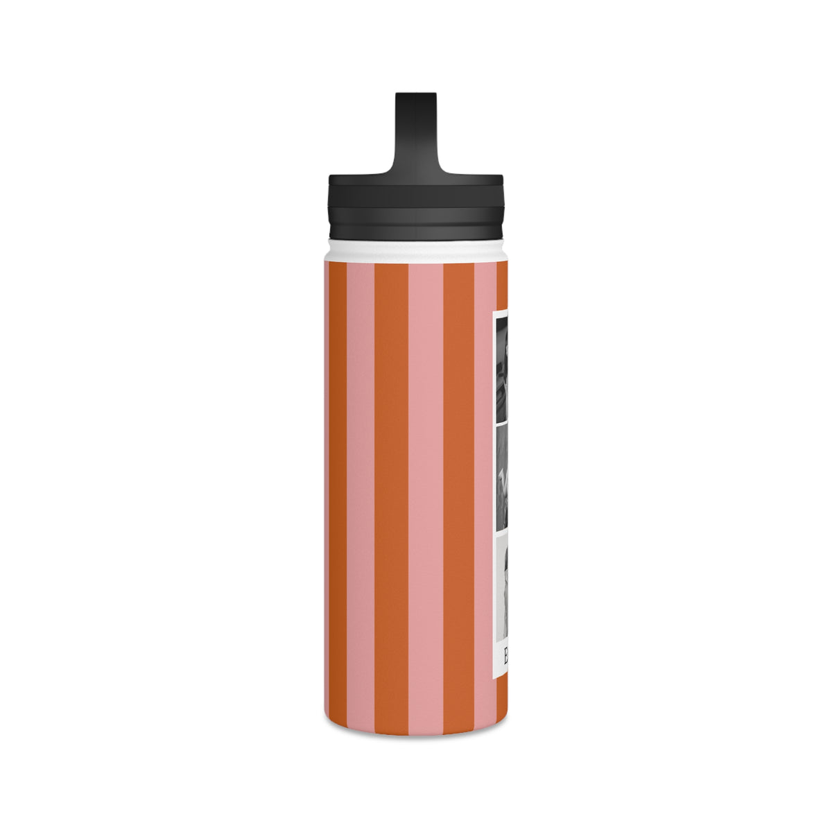 Striped Water Bottle with Custom Photo
