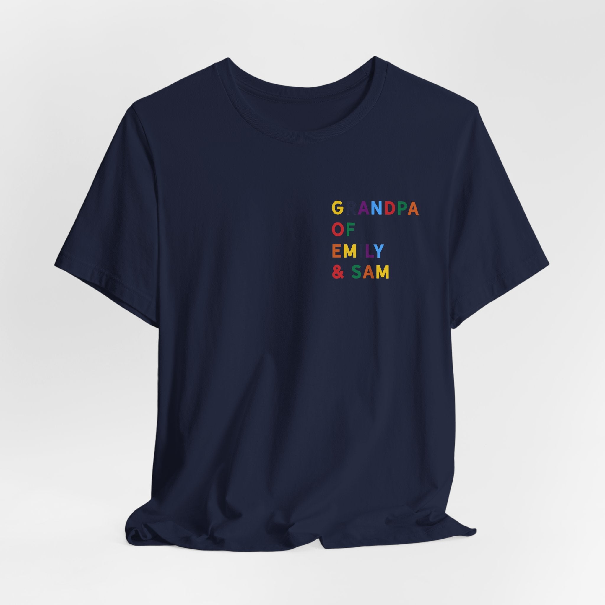 Grandpa Shirt with Multicolored Grandchildren's Names