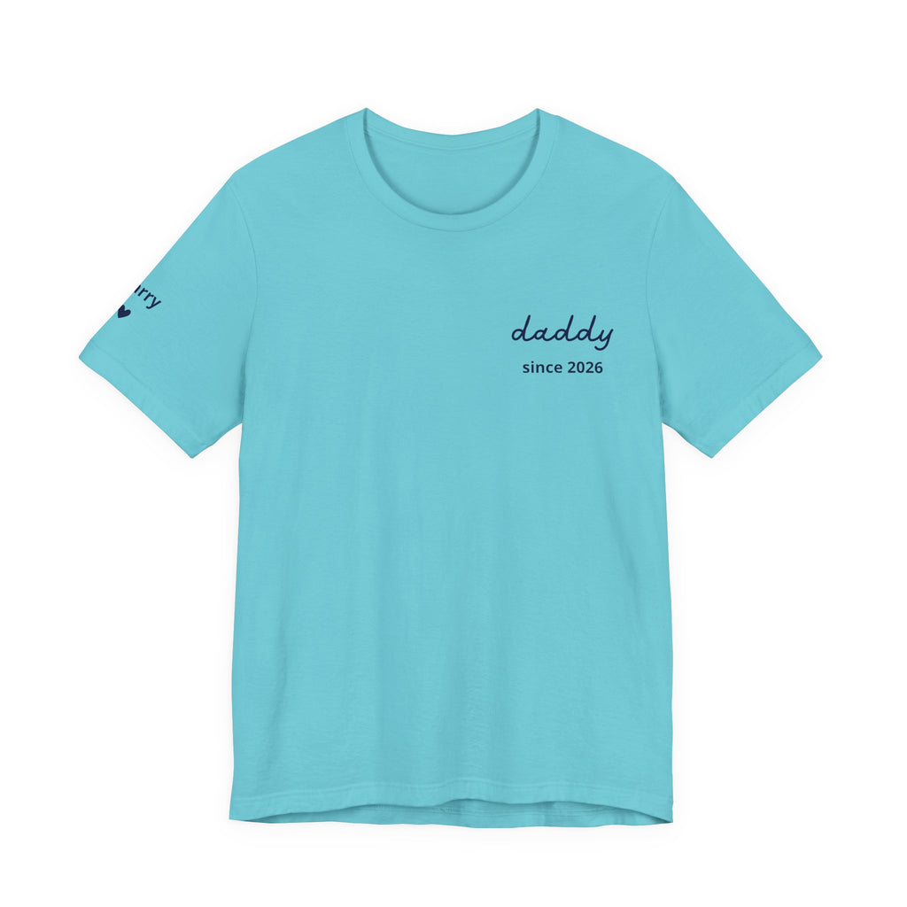 AUS - T-shirt Dad since date pinted on heart and first names on sleeve