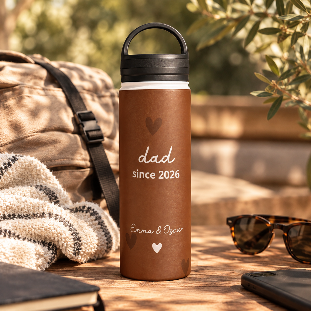 Dad Since Water Bottle with Personalized Names