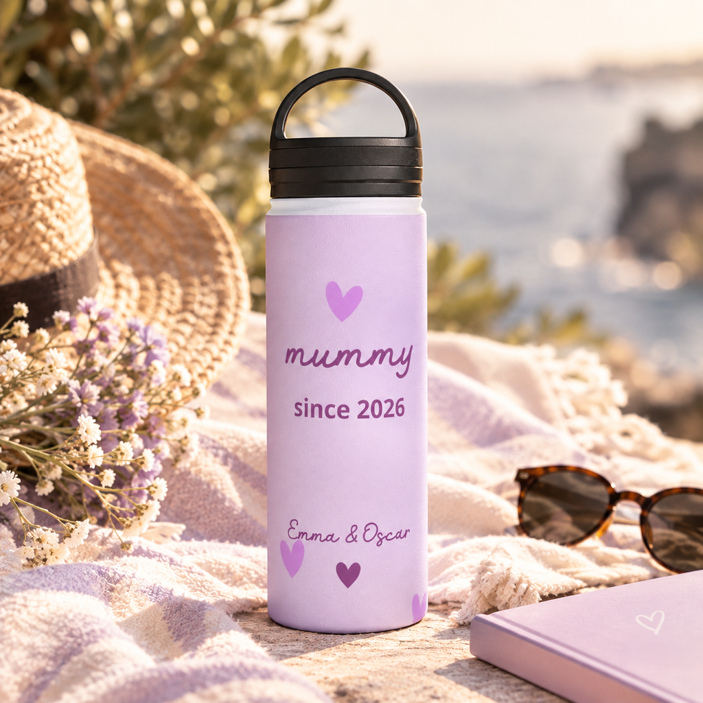 Mom Since Water Bottle with Personalized Names