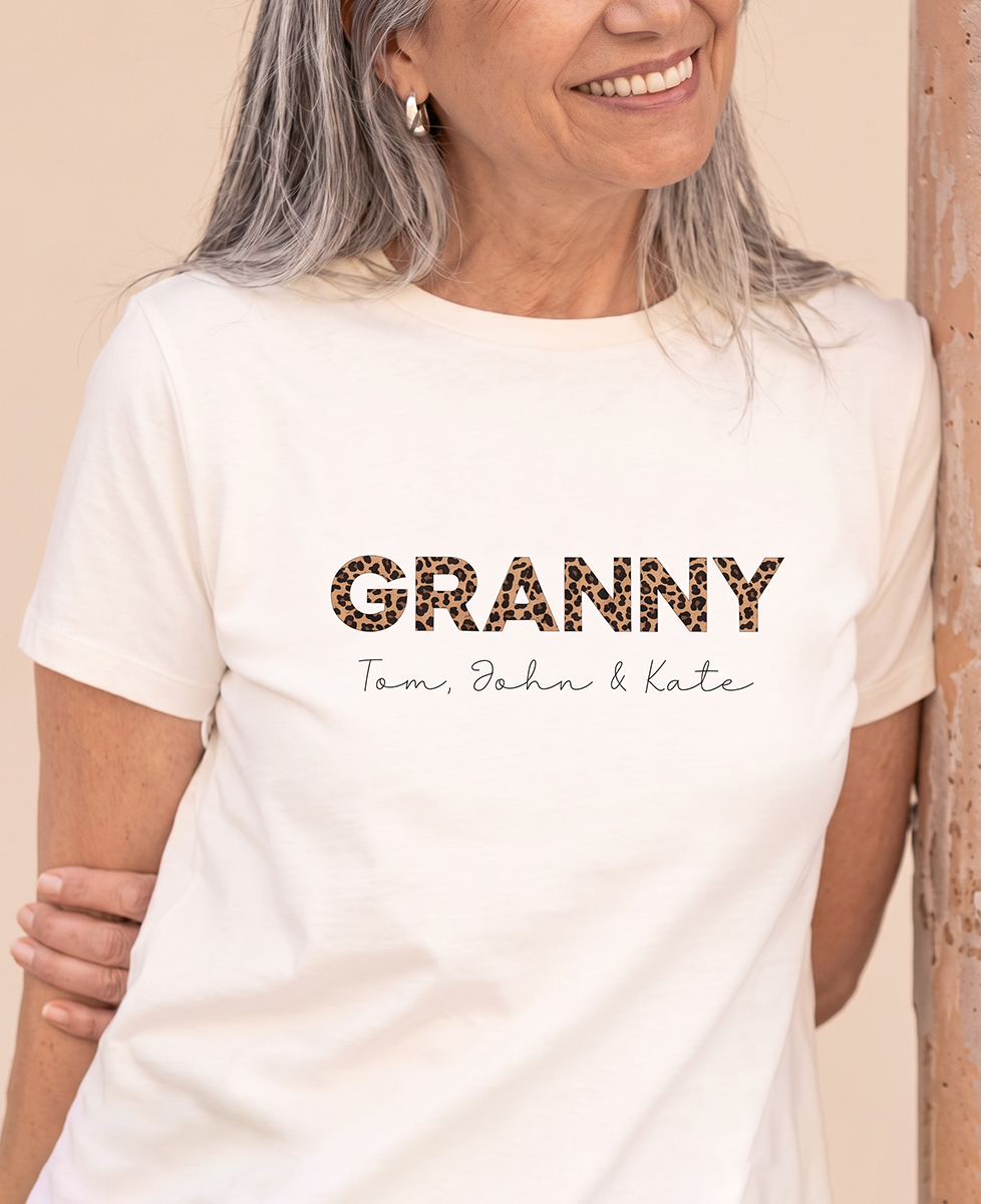Personalized Leopard Granny T-Shirt