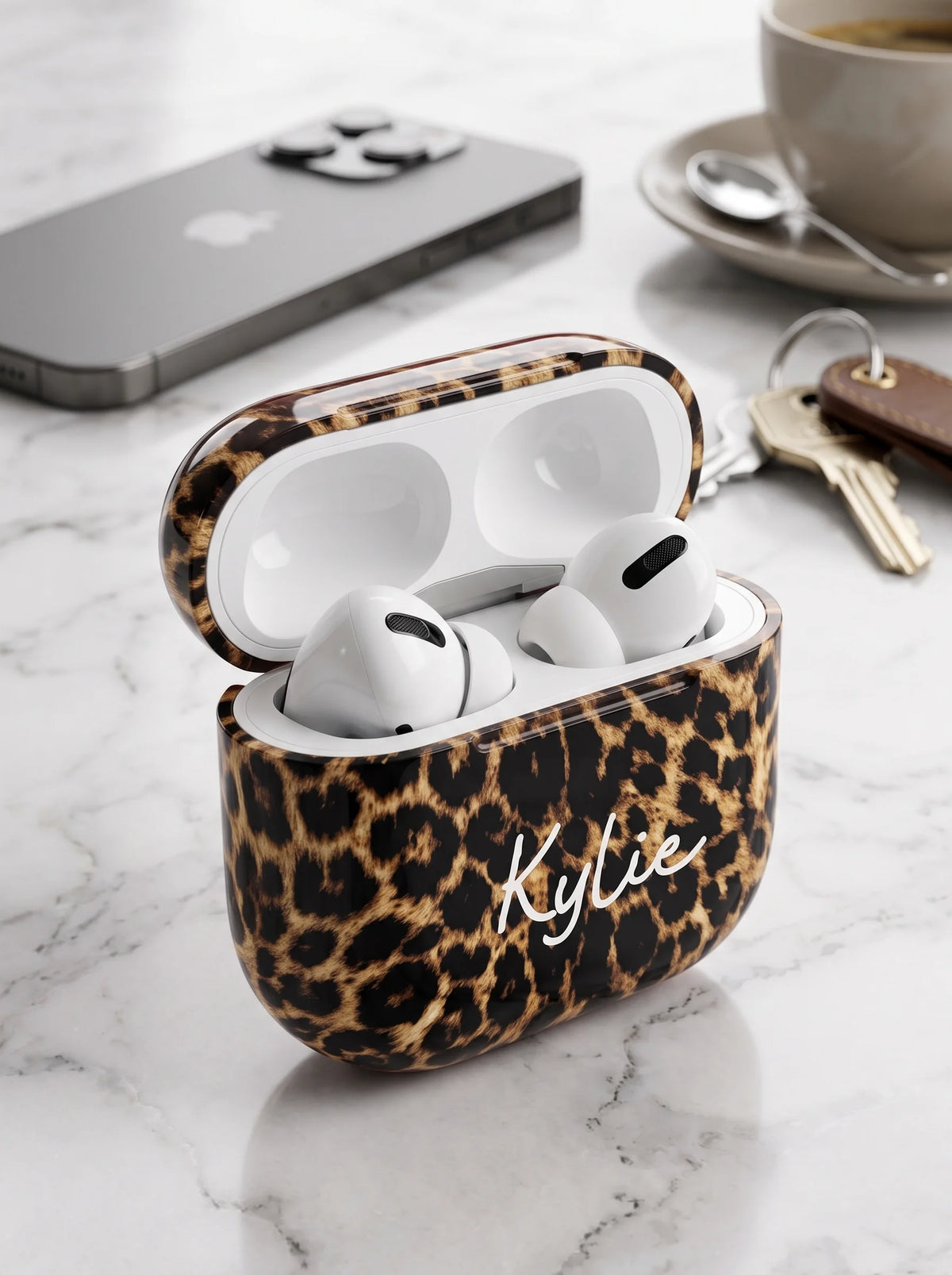 Leopard Print AirPods Case with Personalized Name