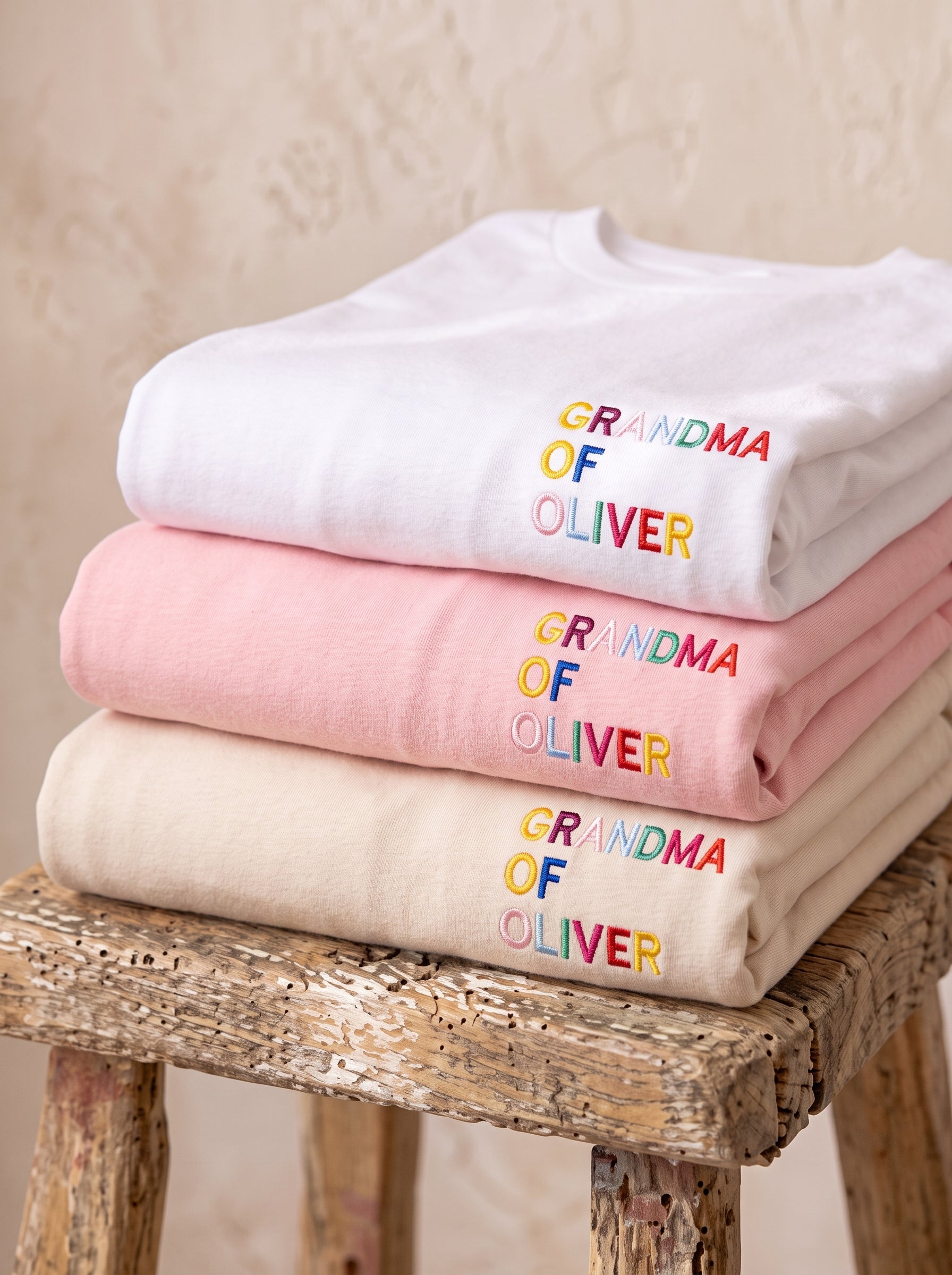 Grandma Shirt with Multicolored Grandchildren's Names