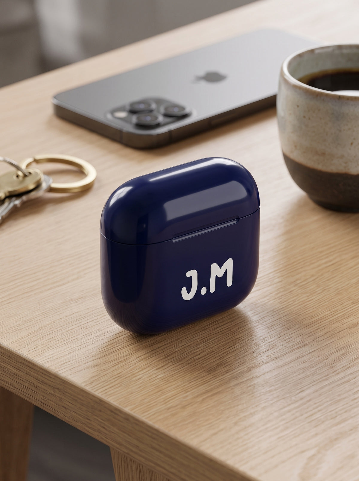 Blue AirPods Case with Personalized Initials